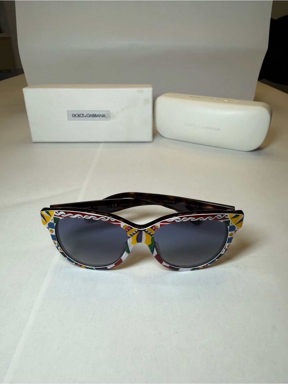 Dolce & Gabbana Multicolor Geometric Cat-Eye Sunglasses - Black Lenses - Picture 2 of 11